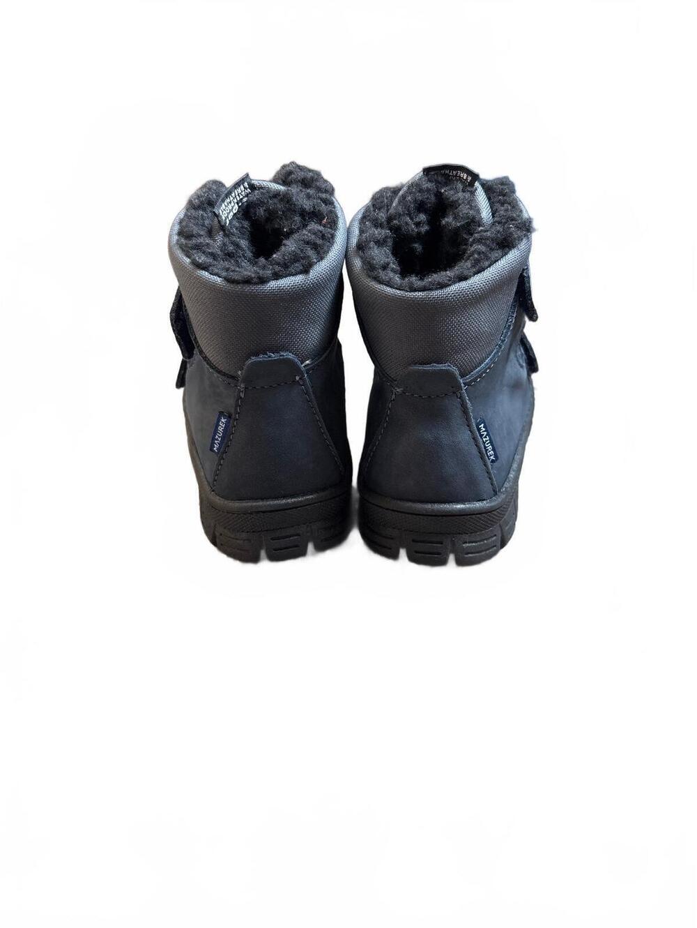 Mazurek Kids Navy Blue Nubuck Leather Winter Boots Size EU 27 US 10 Straps Cozy - Picture 2 of 5